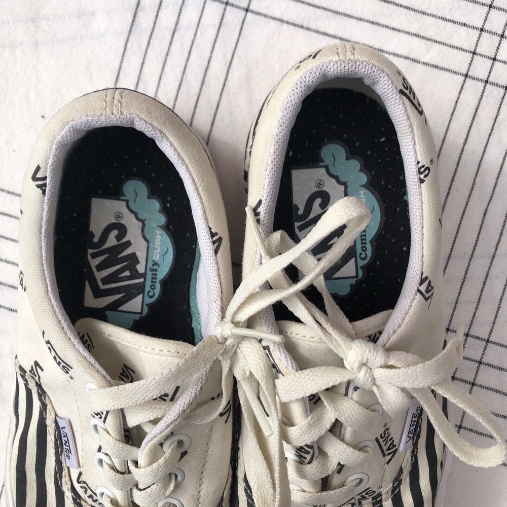 Vans ComfyCush Era Black White Striped Marshmallow Skate Shoe Men's 4.5 Women 6 - Picture 10 of 10